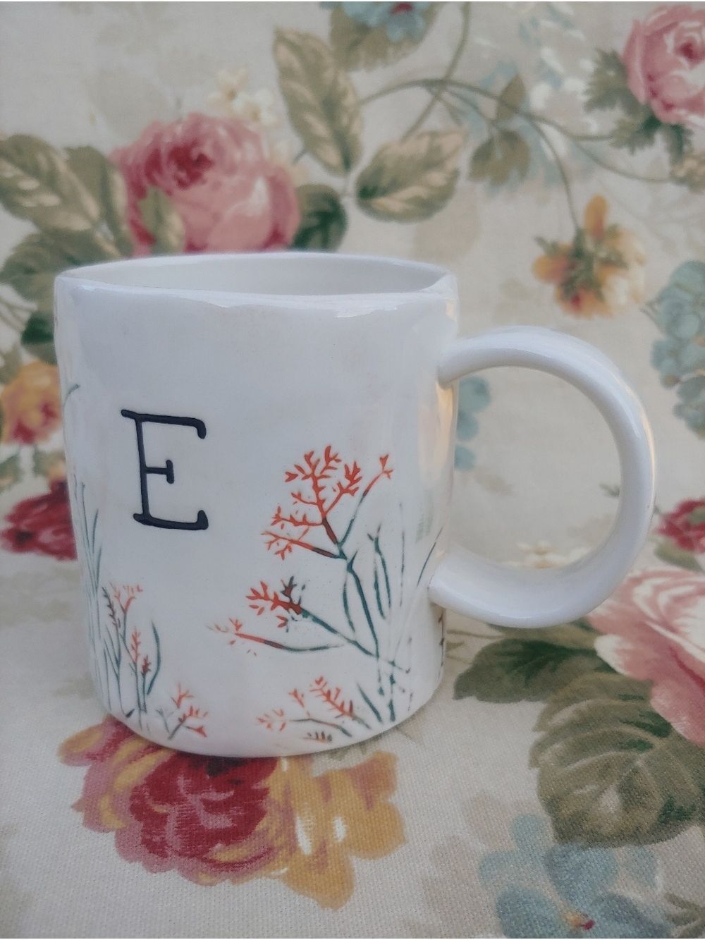 Anthropologie Dagny E Monogram Ceramic Mug with Handle Cream 14 oz - Picture 12 of 12